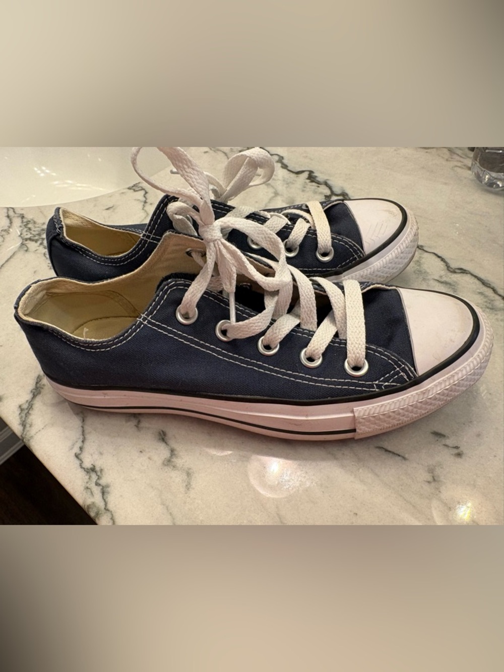Converse Navy Canvas Low-Top Sneakers with White Laces